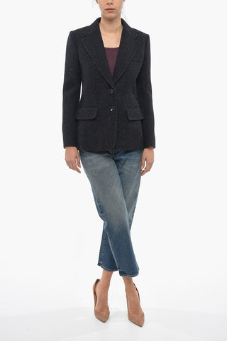 Single Breasted  Wool Blend Blazer Coat With Flap Pockets