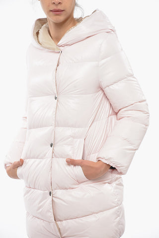 Hooded Padded Jacket With Snap Buttons