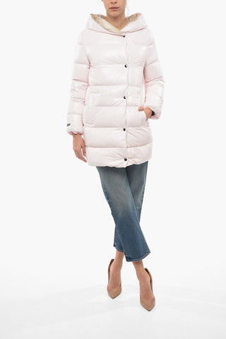Hooded Padded Jacket With Snap Buttons