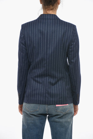 Blazer Monopetto Gessato Con Tasche Ad Aletta