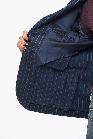 Blazer Monopetto Gessato Con Tasche Ad Aletta