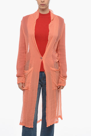 Cardigan BONGO in Chiffon di Seta con Tasche a Toppa