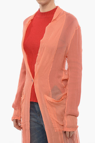 Cardigan BONGO in Chiffon di Seta con Tasche a Toppa