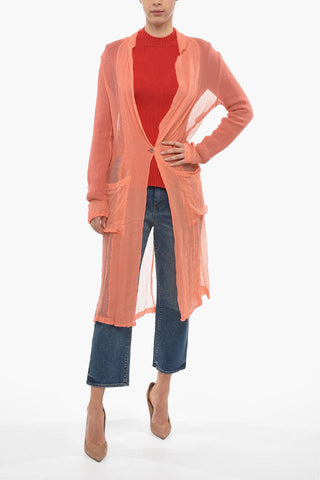 Cardigan BONGO in Chiffon di Seta con Tasche a Toppa