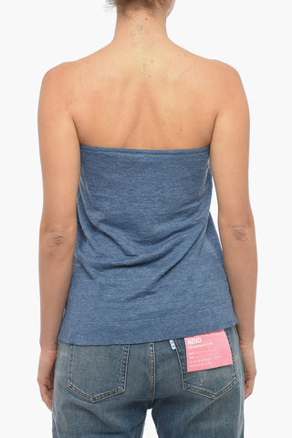 Linen Strapless Top with Cut-out Detailing