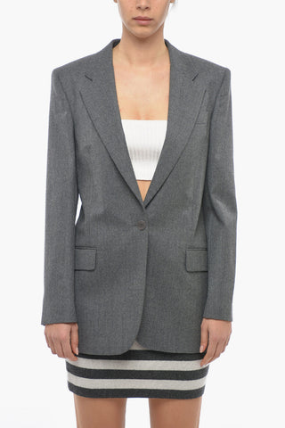 Lined Single Breasted Blazer With Flap Pockets And Notch Lapel