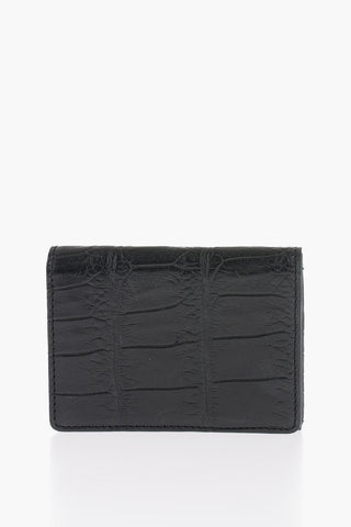 Crocodille-Effect Leather Card Holder