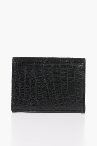 Crocodille-Effect Leather Card Holder