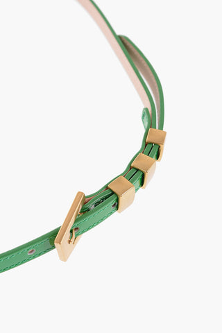 Cintura Slim Fit VIC In Pelle Lucida  con Fibbia Dorata 15mm