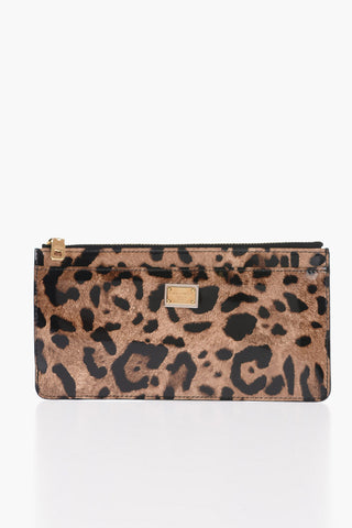 Portacarte in Pelle Lucida Effetto Animalier con Chiusura Zip