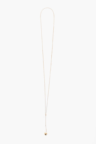 Long Golden Necklace with Ball Pendant