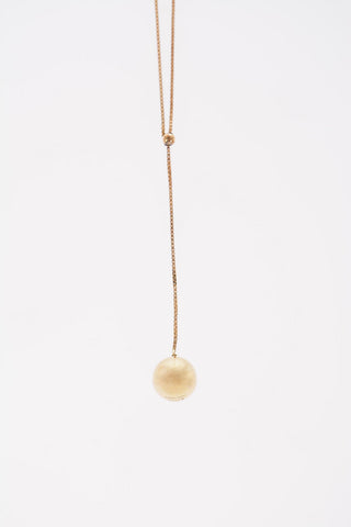 Long Golden Necklace with Ball Pendant