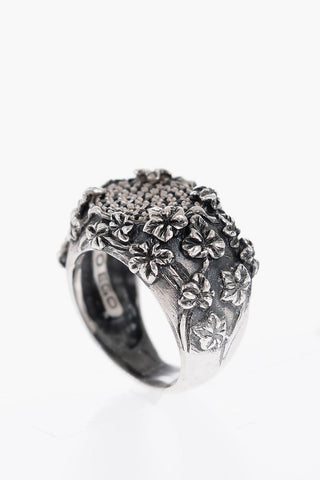 Silver PAVE' FLOREALE Ring with Zircons