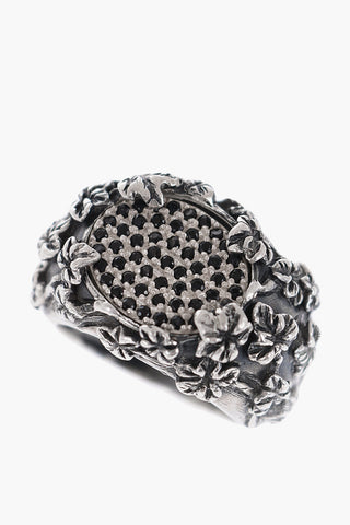 Silver PAVE' FLOREALE Ring with Zircons