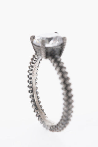 Silver DIGITAL Solitaire Ring with Central Stone