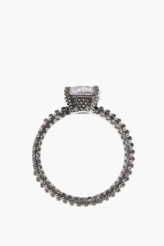 Silver DIGITAL Solitaire Ring with Central Stone