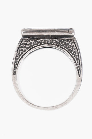 Silver PiCCHE Ring with Engravings and Center Stone