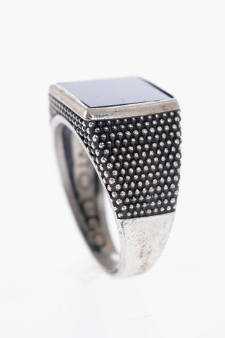 Anello CREATIVO in Argento Puntinato con Pietra Quadrata