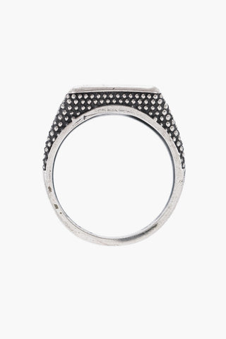 Anello CREATIVO in Argento Puntinato con Pietra Quadrata