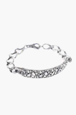 Silver Band Bracelet with Skulls