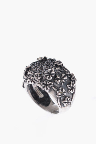 Silver PAVE' FLOREALE Ring with Zircons