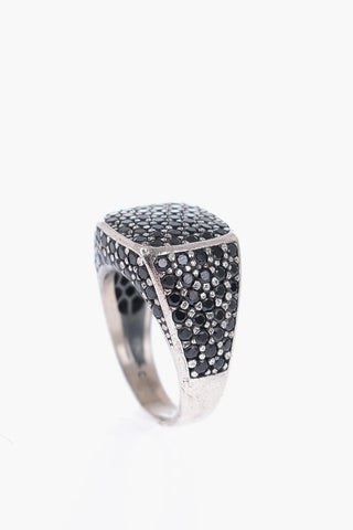 Anello Quadrato in Argento con Zirconi