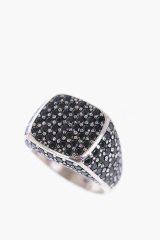 Anello Quadrato in Argento con Zirconi