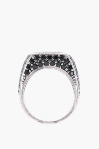 Anello Quadrato in Argento con Zirconi