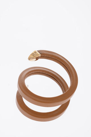 Soft Leather Spiral Bracelet with Silver Details