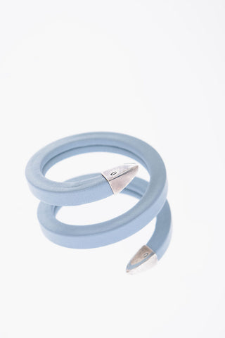Soft Leather Spiral Bracelet with Silver Details