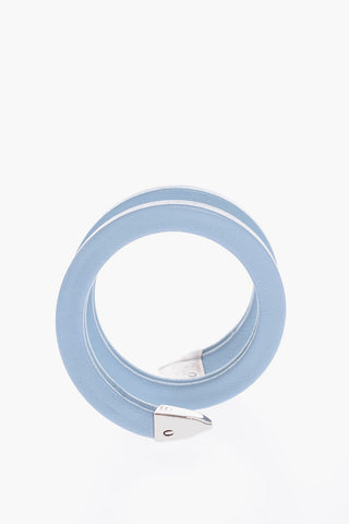 Soft Leather Spiral Bracelet with Silver Details