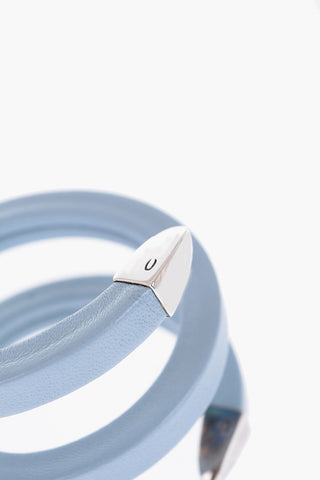 Soft Leather Spiral Bracelet with Silver Details