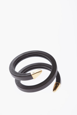 Bracciale a Spirale in Nappa con Dettagli Dorati