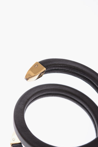 Bracciale a Spirale in Nappa con Dettagli Dorati