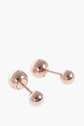Golden Effect Silver Barbell Earrings
