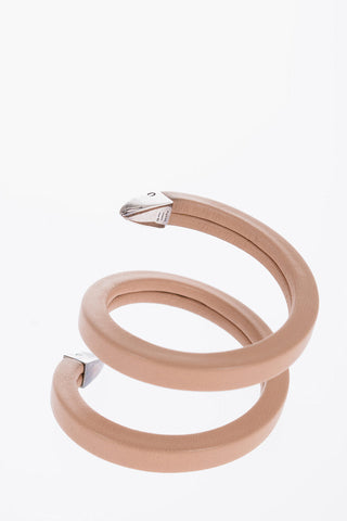 Bracciale a Spirale in Nappa con Dettagli Argentati