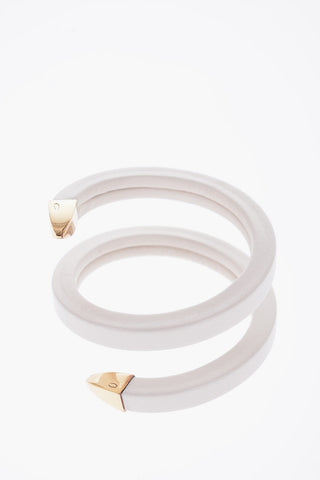 Bracciale a Spirale in Nappa con Dettagli Dorati