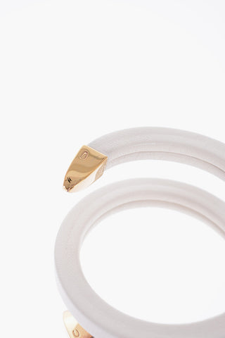 Bracciale a Spirale in Nappa con Dettagli Dorati