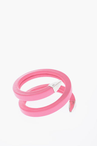 Soft Leather Spiral Bracelet with Silver Details