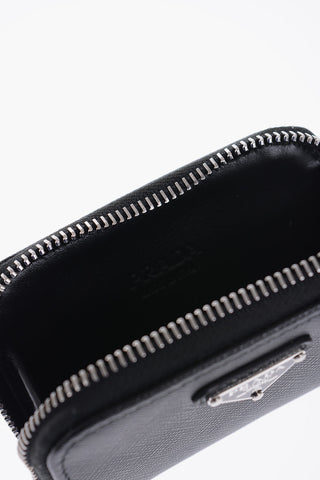Saffiano Leather Card Holder with Zip