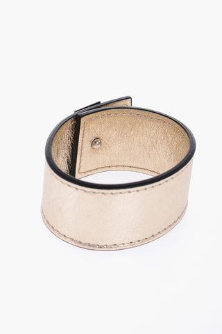 Solid Color Metallic Saffiano Leather Bracelet
