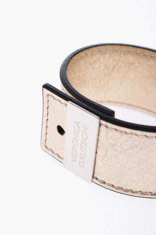 Solid Color Metallic Saffiano Leather Bracelet