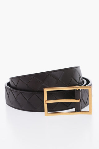 Braided Leather Belt with Golden Buckle 30mm