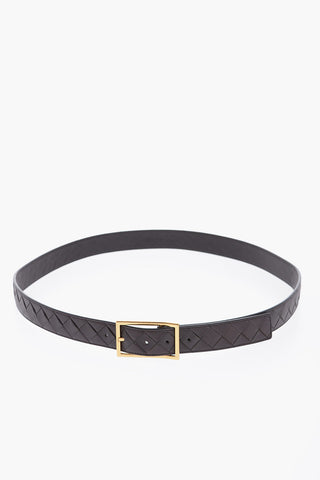 Braided Leather Belt with Golden Buckle 30mm