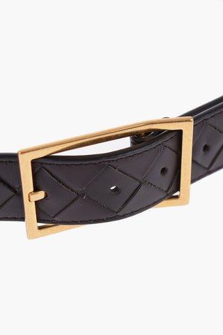 Braided Leather Belt with Golden Buckle 30mm