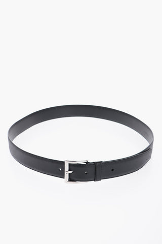 Saffiano Leather Belt with Silver-Tone Buckle 35mm