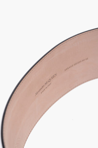 Leather Belt with Silver-Tone Buckle 85mm
