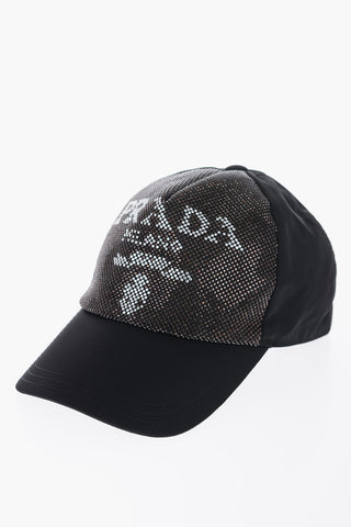 Nylon Cap Embellished with Rhinestones