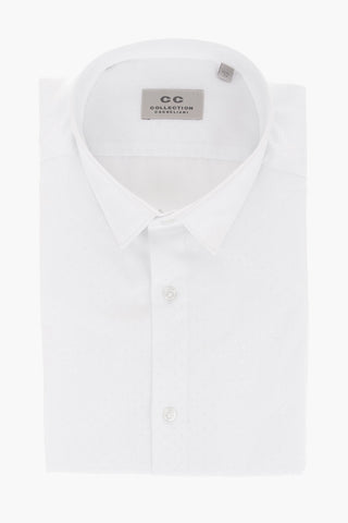 CC COLLECTION Jacquard Cotton Blend Shirt with Polka Dot Motif