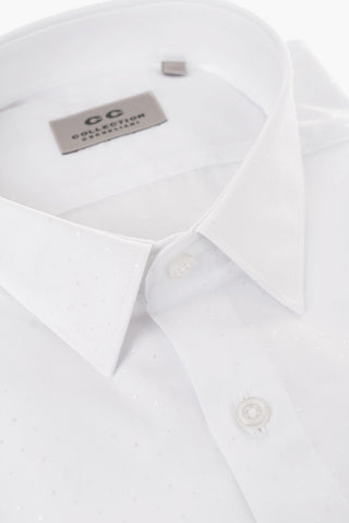 CC COLLECTION Jacquard Cotton Blend Shirt with Polka Dot Motif